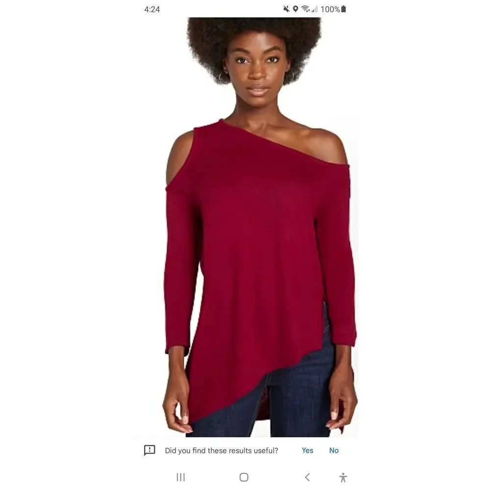 New Large NY&C Berry One Shoulder Knit Sweater New York & Company NWT